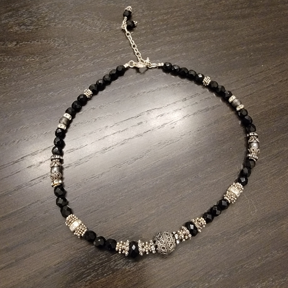 Handmade Black Beaded Necklace